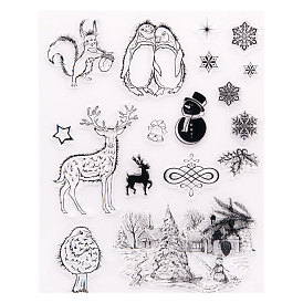 Clear Silicone Stamps, for DIY Scrapbooking, Photo Album Decorative, Cards Making, Stamp Sheets, Christmas Tree & Reindeer/Stag & Snowman & Penguin