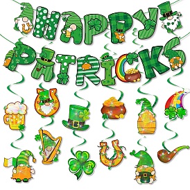Saint Patrick's Day Paper Banners & Spiral Hanging Streamer, for Party Home Decorations