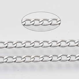 304 Stainless Steel Curb Chains, with Spool, Unwelded