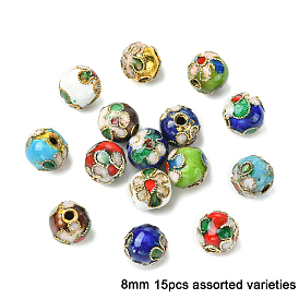 15шт. бусины ручной работы в технике перегородчатой эмали, круглые