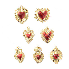 304 нержавеющей стальной эмали подвески, золотые, шарма сердца