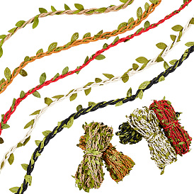 5 пучки 5 цвета вощеный хлопок вязаный шнур с отделкой в виде листьев, имитация ротанга, для упаковки подарков, оформление партии