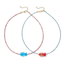 2 шт. 2 цветов, ожерелья из круглых бусин ручной работы из фольги и натуральных драгоценных камней для женщин, золотые