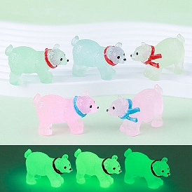 Luminous Resin Sculpture Display Decorations, for Home Office Desk Decorations, Glow in the Dark, White Bear