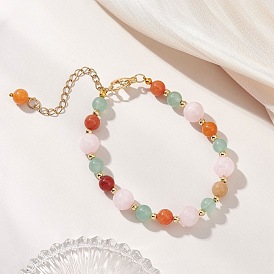 Регулируемый натуральный розовый кварц, браслеты из красного и зеленого авантюрина