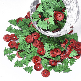 Аксессуары для орнаментов, пластиковые пайетки / блестки из пвх, лазер с двойными гранями, плоская круглая и рождественская елка