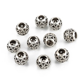 European Alloy Beads, Tibetan Style Large Hole Beads, Round