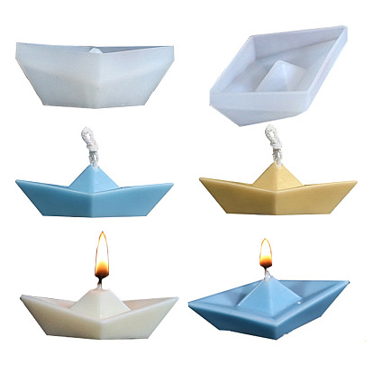 Moules à bougies en silicone de qualité alimentaire bricolage, pour la fabrication de bougies, 3d bateau en papier