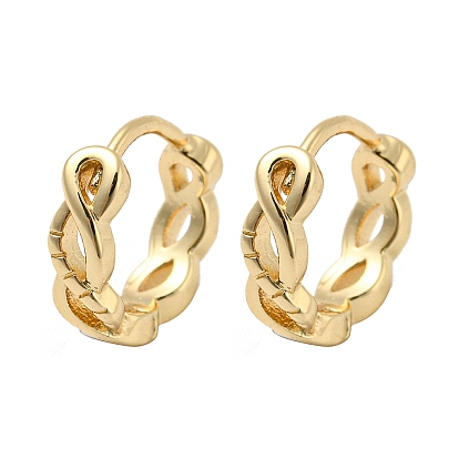 Brass Hoop Earrings for Women, Hollow Infinity