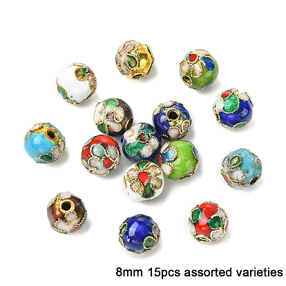 15шт. бусины ручной работы в технике перегородчатой эмали, круглые