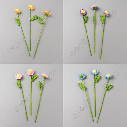 12 piezas 4 adornos de flores de algodón de ganchillo de colores con alambre de hierro, flor artificial, para la decoración del hogar de la boda