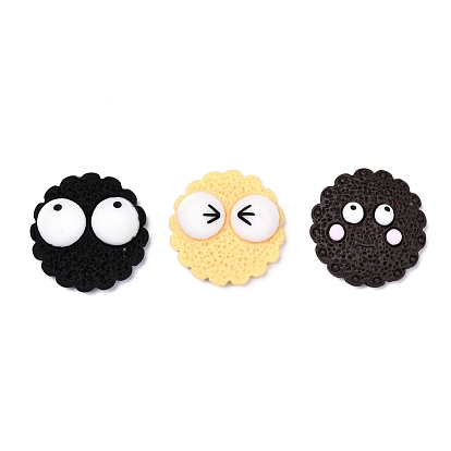 Opaque Resin Cabochons, Biscuit with Eye