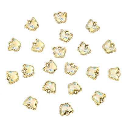 20шт подвески из сплава стекла с покрытием стойки, бабочка, золотые