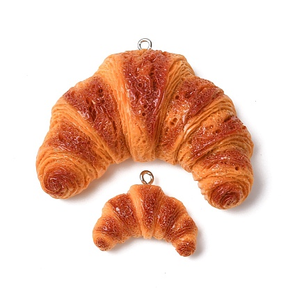 Непрозрачные подвески смолы, имитация еды, круассан очарование, с железной платиной петлей