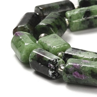 Natural Ruby in Zoisite Beads Strands, with Seed Beads, Faceted, Column