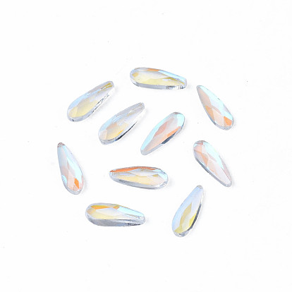 Glass Rhinestone Cabochons, Nail Art Decoration Accessories, Faceted, Teardrop