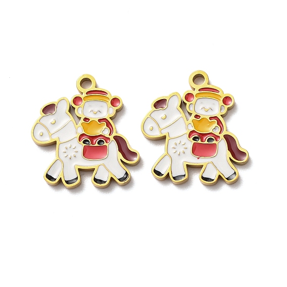 304 подвески из нержавеющей стали, Лошадь с амулетом бога богатства, с эмалью, ионное покрытие (ip)