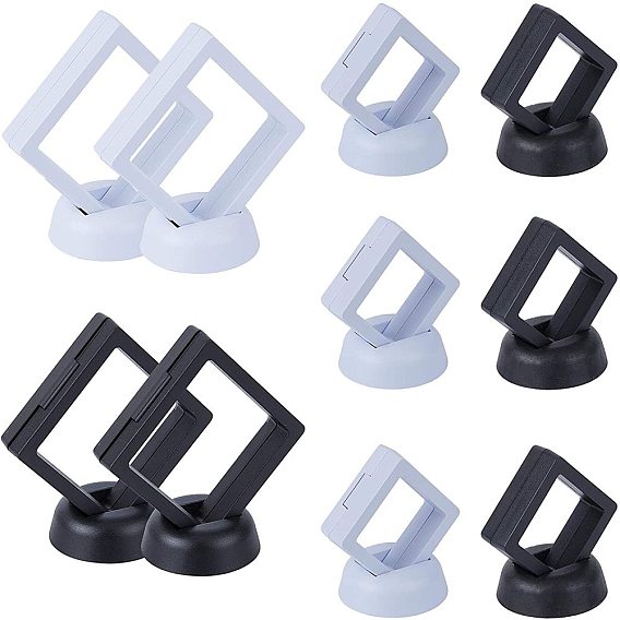 Plastic Frame Stands, with Transparent Membrane, 3D Floating Frame Display Holder, Coin Display Box, Rhombus