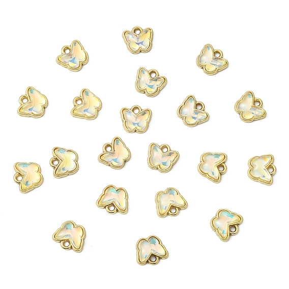 20шт подвески из сплава стекла с покрытием стойки, бабочка, золотые