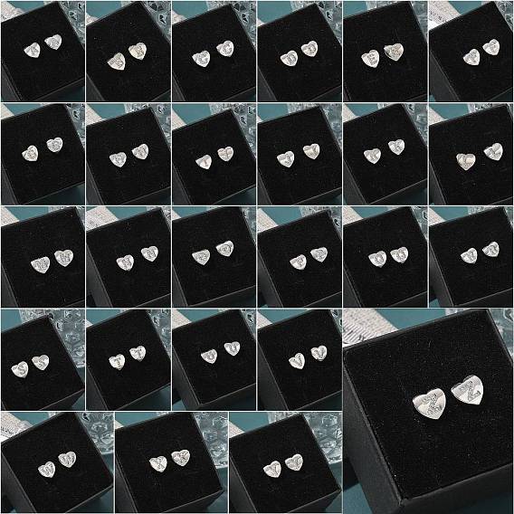 Серьги-пусеты из латуни с микропаве и прозрачным фианитом, сердце