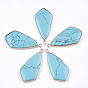 Synthetic Turquoise Pendants, with Brass Findings, Kite, Golden