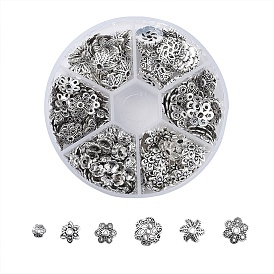 Тибетском стиле сплав шарик крышки, цветок, 6-лепесток