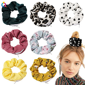 Fashionable Leopard Print Hair Accessories for Women - Zipper Headband and Bow Scrunchie Set