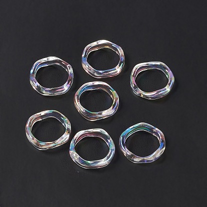 Fabrica de China Anillos de acrilico transparente que une anillo irregular ondulado color de ab chapado 23x23x6 mm diametro interior 17.5 mm a granel en linea PandaWhole