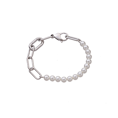 304 трос из нержавеющей стали цепи браслеты, с стеклянные бусы, круглые