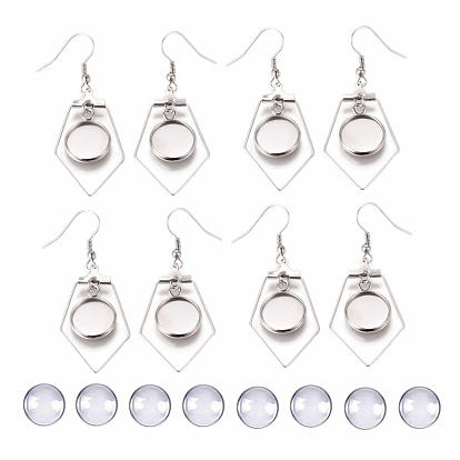 DIY Earring Making, with Stainless Steel Dangle Earrings, Cabochon Settings, Glass Cabochons