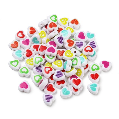 Opaque & Printed Acrylic Beads, Heart