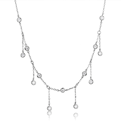 Sterling Silver with Clear Cubic Zirconia Pendant Necklaces