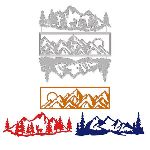 Углеродистая сталь разрезает трафареты, для diy scrapbooking, Фотоальбом, декоративная бумага для тиснения, цвет нержавеющей стали, горы и лес