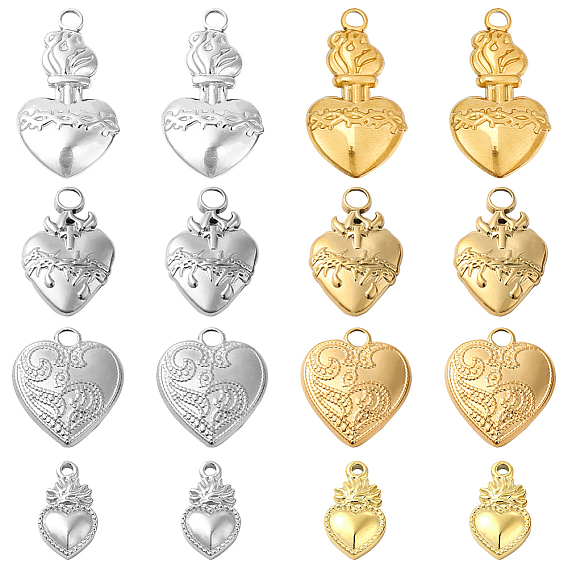 16 шт 8 стиль 304 подвески из нержавеющей стали, сердце
