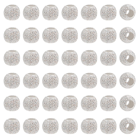 50 шт. круглые 925 текстурированные бусины из стерлингового серебра