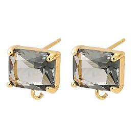 Латунные прямоугольные серьги, со стеклянными бусинами, стойки покрытие, долговечный, без кадмия и без свинца