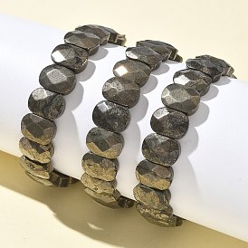 Браслеты из натуральных бусин пирита для женщин и мужчин, прямоугольные