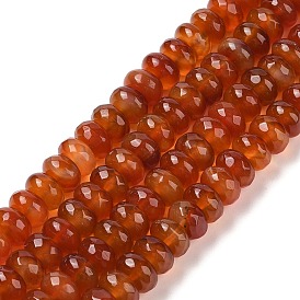 Natural Carnelian(Dyed & Heated) Beads Strands, Faceted, Rondelle