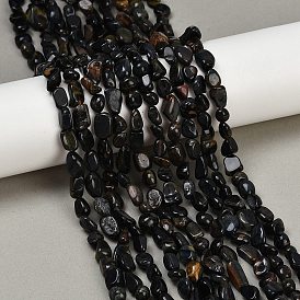 Нити бусин из натурального крашеного синего тигрового глаза, самородки, упавший камень