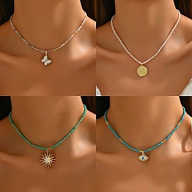 Ожерелье из сплава стеклянных и пластиковых бусин CCB, для женщин