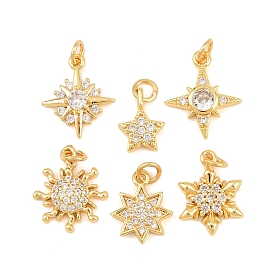Латунные микро проложить кубического циркония прелести, амулеты в виде звезды/снежинки/солнца, без свинца и без кадмия, стойки покрытие, долговечный