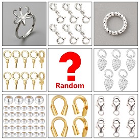 Lucky Bag, including Random Styles 925 Sterling Silver Pendant Bails, Beads, Clasps, Ring Settings, Linking Rings