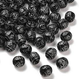 Непрозрачные акриловые бусины, серебристого металла, обвитыми, баррель