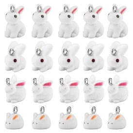 20ppc 4 стильные подвески из флокированной смолы, с платиновыми железными петлями, очарование кролика