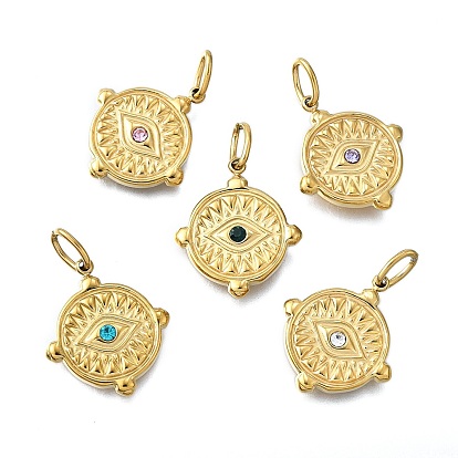 304 кулон из нержавеющей стали, ионное покрытие (ip), со стразами, злые глаза, реальный 14 k позолоченный