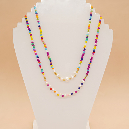 Богемное ожерелье ручной работы из смолы конфетных цветов и бусин, имитирующих картофельный жемчуг, с латунной цепочкой для женщин., золотые