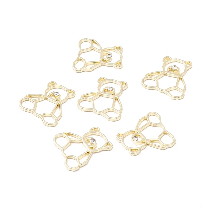 Alloy Pendants, with Crystal Rhinestone, Bear