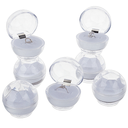 Transparent Plastic Ring Boxes, Jewelry Display Wedding Packaging Storage Case Organizer