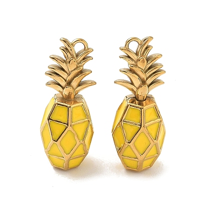 304 нержавеющей стальной эмали подвески, подвески в форме ананаса, ионное покрытие (ip), реальный 18 k позолоченный