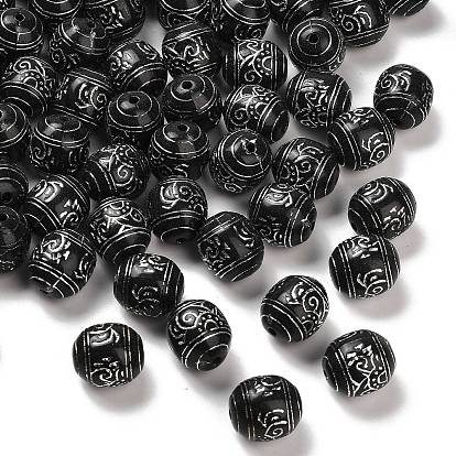 Непрозрачные акриловые бусины, серебристого металла, обвитыми, баррель